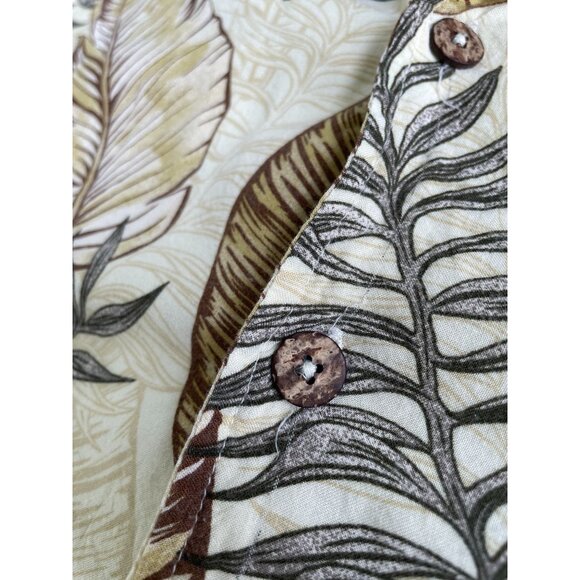 Vintage Joe Marlin Hawaiian Leaf Print Button Shirt Chest Pocket Short Sleeves - Picture 8 of 9